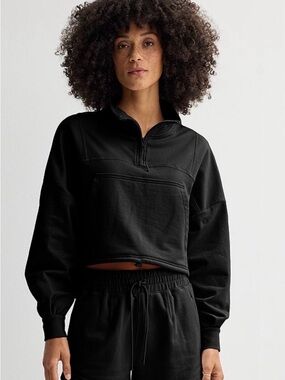 FLX Black Cropped Half-Zip Sweatshirt